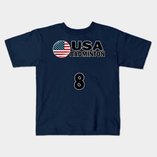 USA Badminton Number 8 T-shirt Design Kids T-Shirt